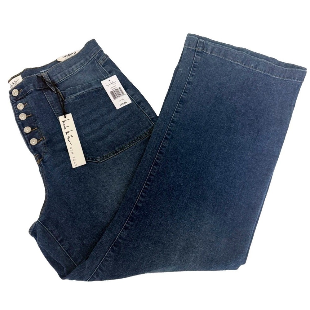 Nicole Miller Women's Blue Nomad Super High Rise Flare Size 16 New